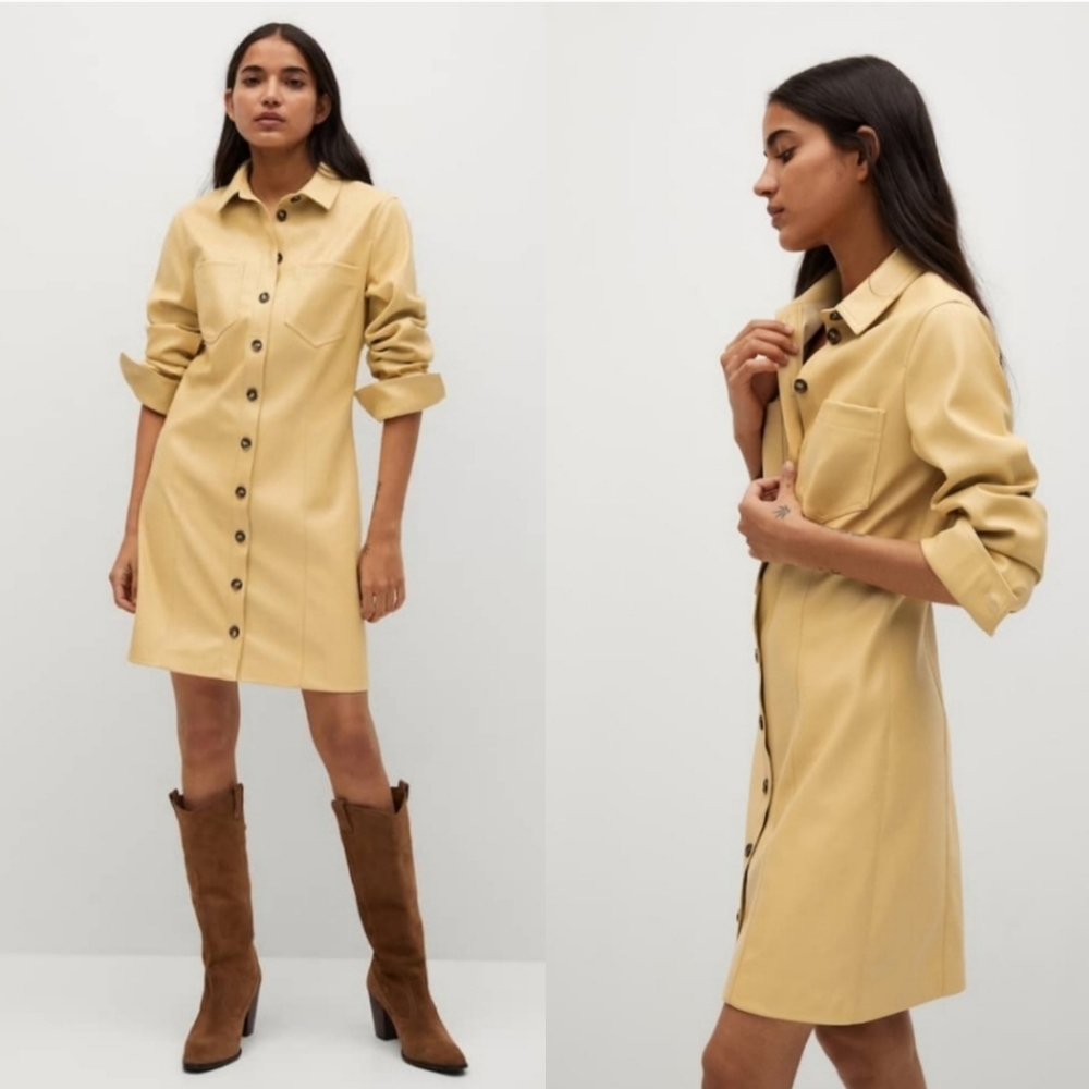 MANGO Faux Leather Dress